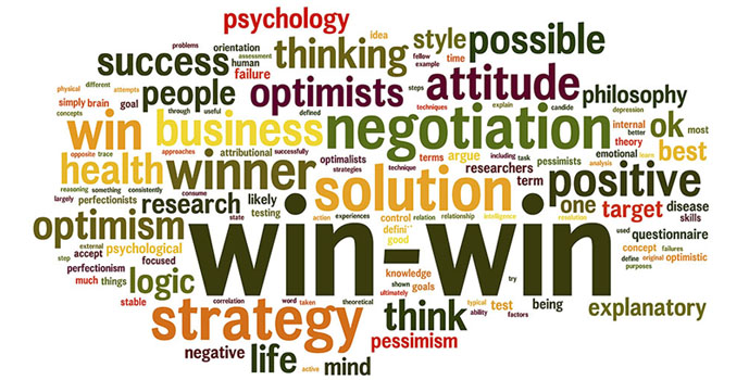 Win-win solution in word tag cloud on white