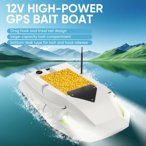12V RC Fishing Bait Boat for Carp Fishing with GPS Auto Return, 3-Speed Gear, 15600mAh Batteries, Bottom Leak-Type Design, Low Battery Alarm, 100 GPS Points – Perfect for Bait and Hook Delivery