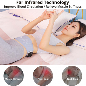 Zhilin ZL-HPB01 Portable Graphene Cordless EMS Pulse Heating Waist Back Pain Massage Heated Pad Belt, Electric Waist Belt Device,Far Infrared Wearable Heating Pad, Wrap Around Heating Pad with 3 Level Adjustable Temperature Control for Pain Relief, Suitable for Men Women