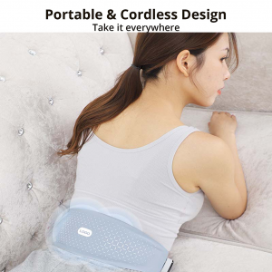 Zhilin ZL-HPB01 Portable Graphene Cordless EMS Pulse Heating Waist Back Pain Massage Heated Pad Belt, Electric Waist Belt Device,Far Infrared Wearable Heating Pad, Wrap Around Heating Pad with 3 Level Adjustable Temperature Control for Pain Relief, Suitable for Men Women