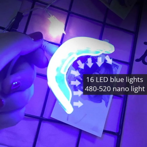 ZL-PRT03 Teeth Whitening Accelerator Light, 16x More Powerful Blue LED Light, Mouth Tray Teeth Whitening Enhancer Light Trays Connected with iPhone/ Micro-USB Android/ USB for Home Use