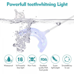 ZL-PRT03 Teeth Whitening Accelerator Light, 16x More Powerful Blue LED Light, Mouth Tray Teeth Whitening Enhancer Light Trays Connected with iPhone/ Micro-USB Android/ USB for Home Use
