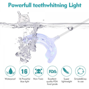 Luz aceleradora de clareamento dental ZL-PRT03, luz LED azul 16x mais potente, bandeja de boca Bandejas de luz intensificadoras de clareamento dental conectadas com iPhone/ Micro-USB Android/ USB para uso doméstico