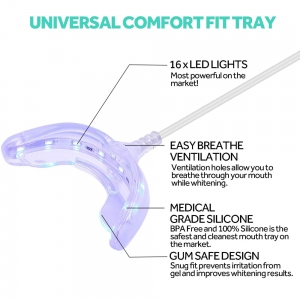 ZL-PRT03 टीथ व्हाइटनिंग एक्सेलेरेटर लाइट, 16x अधिक शक्तिशाली ब्लू एलईडी लाइट, माउथ ट्रे टीथ व्हाइटनिंग एनहांसर लाइट ट्रे आईफोन/माइक्रो-यूएसबी एंड्रॉइड/यूएसबी के साथ घरेलू उपयोग के लिए जुड़ा हुआ है