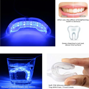 ZL-PRT03 Teeth Whitening Accelerator Light, 16x More Powerful Blue LED Light, Mouth Tray Teeth Whitening Enhancer Light Trays Connected with iPhone/ Micro-USB Android/ USB for Home Use