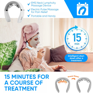 Zhilin ZL-NM01 Neck Massager, Electric Neck Massager for Pain Relief, Intelligent Wireless Neck Lymphvity Massage with Heat for Women Men Gifts, 10 Modes 15 Levels Cordless