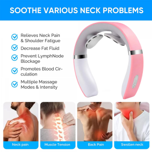 جهاز مساج الرقبة من Zhilin ZL-NM01 ، مدلك كهربائي للرقبة لتخفيف الآلام ، تدليك ذكي لاسلكي للرقبة الليمفاوية مع الحرارة لهدايا الرجال والنساء ، 10 أوضاع 15 مستوى لاسلكي