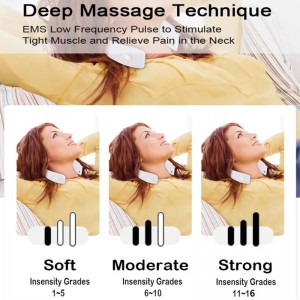 Zhilin ZL-NM02 Électrique Pulse Douleur Stress Soulager Deep Tissue Heat Neck Cervical Neck Massager, Electric Neck Massager for Pain Relief, Intelligent Wireless Neck Lymphvity Massage with Heat for Women Men Gifts, 10 Modes 16 Levels Cordless