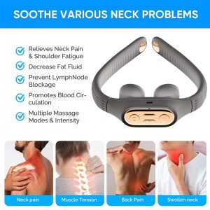 Zhilin ZL-NM02 Électrique Pulse Douleur Stress Soulager Deep Tissue Heat Neck Cervical Neck Massager, Electric Neck Massager for Pain Relief, Intelligent Wireless Neck Lymphvity Massage with Heat for Women Men Gifts, 10 Modes 16 Levels Cordless