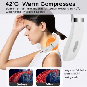 Zhilin ZL-NM02 Électrique Pulse Douleur Stress Soulager Deep Tissue Heat Neck Cervical Neck Massager, Electric Neck Massager for Pain Relief, Intelligent Wireless Neck Lymphvity Massage with Heat for Women Men Gifts, 10 Modes 16 Levels Cordless