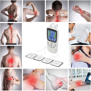 ZL-TED01 Unidad TENS EMS de doble canal Estimulador muscular de 12 modos para terapia de alivio del dolor, Masajeador de pulso electrónico Masajeador muscular con 4 almohadillas