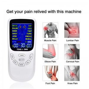 ZL-TED01 Dual Channel TENS EMS Unit 12 Modes Stimulateur musculaire pour la thérapie de soulagement de la douleur, Masseur électronique à impulsions Masseur musculaire avec 4 coussinets