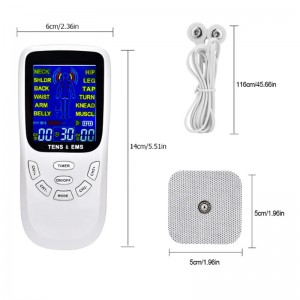 ZL-TED01 Dual Channel TENS EMS Unit 12 Modes Stimulateur musculaire pour la thérapie de soulagement de la douleur, Masseur électronique à impulsions Masseur musculaire avec 4 coussinets