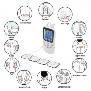 ZL-TED01 Dual Channel TENS EMS Unit 12 Modes Muscle Stimulator for Pain Relief Therapy, Electronic Pulse Massager Muscle Massager with 4 Pads