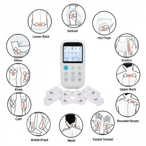 ZL-TED03 Four Channels Multi-functional Low frequency Tens therapy Device Promote Blood Circulation Physical therapy Equipments,24 Modes Muscle Stimulator for Pain Relief Therapy, Electronic Pulse Massager Muscle Massager with 8 Pads
