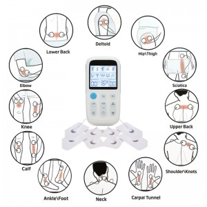ZL-TED03 Four Channels Multi-functional Low frequency Tens therapy Device Promote Blood Circulation Physical therapy Equipments,24 Modes Muscle Stimulator for Pain Relief Therapy, Electronic Pulse Massager Muscle Massager with 8 Pads