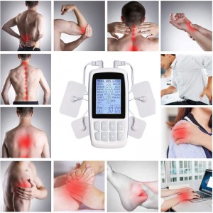 ZL-TED02 Doble canal TENS EMS TENS MASS Unidad de máquina 3 en 1 24 modos Estimulador muscular para terapia de alivio del dolor, Masajeador de pulso electrónico Masajeador muscular con 4 almohadillas