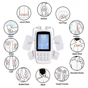 ZL-TED02 Dual Channel TENS EMS TENS MASS 3 in 1 Machine Unit 24 Modes Muscle Stimulator for Pain Relief Therapy, Electronic Pulse Massager Muscle Massager with 4 Pads